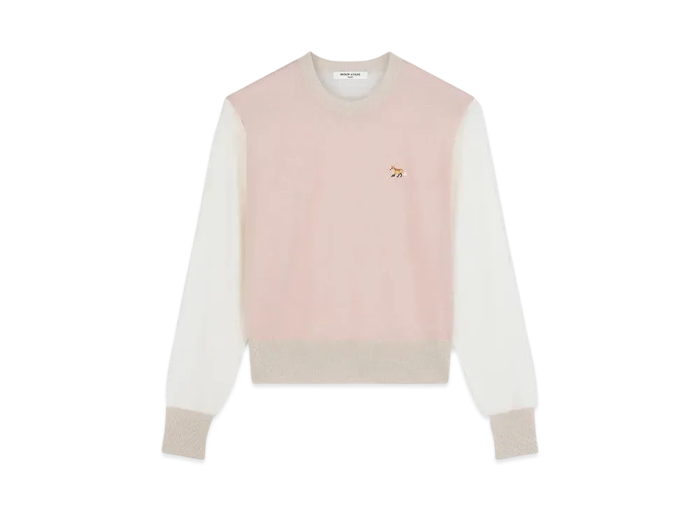 Maison Kitsune Baby Fox Patch Color Block Jumper "Pasture rose"