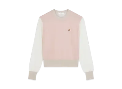 Maison Kitsune Baby Fox Patch Color Block Jumper "Pasture rose"
