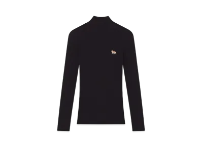 Maison Kitsune Baby Fox Patch Fine Rib Turtleneck "Black"