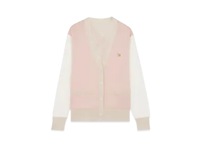 Maison Kitsune Baby Fox Patch Colorblock Cardigan "Pasture rose"