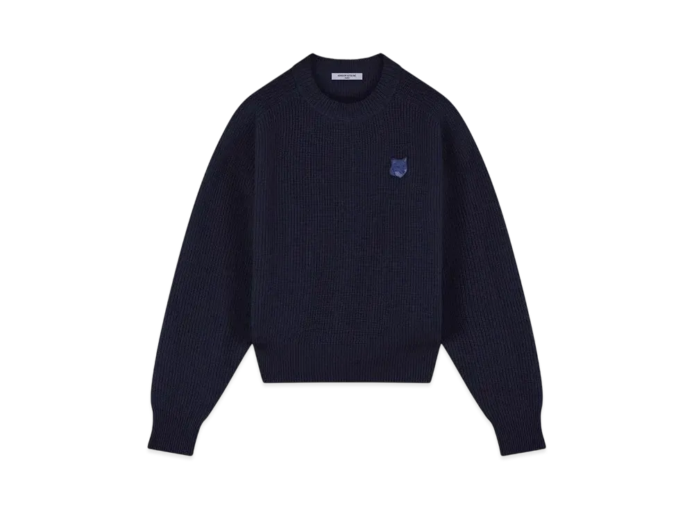 Maison Kitsune Women'S Bold Fox Head Patch Comfort Rib Jumper "Ink Blue"