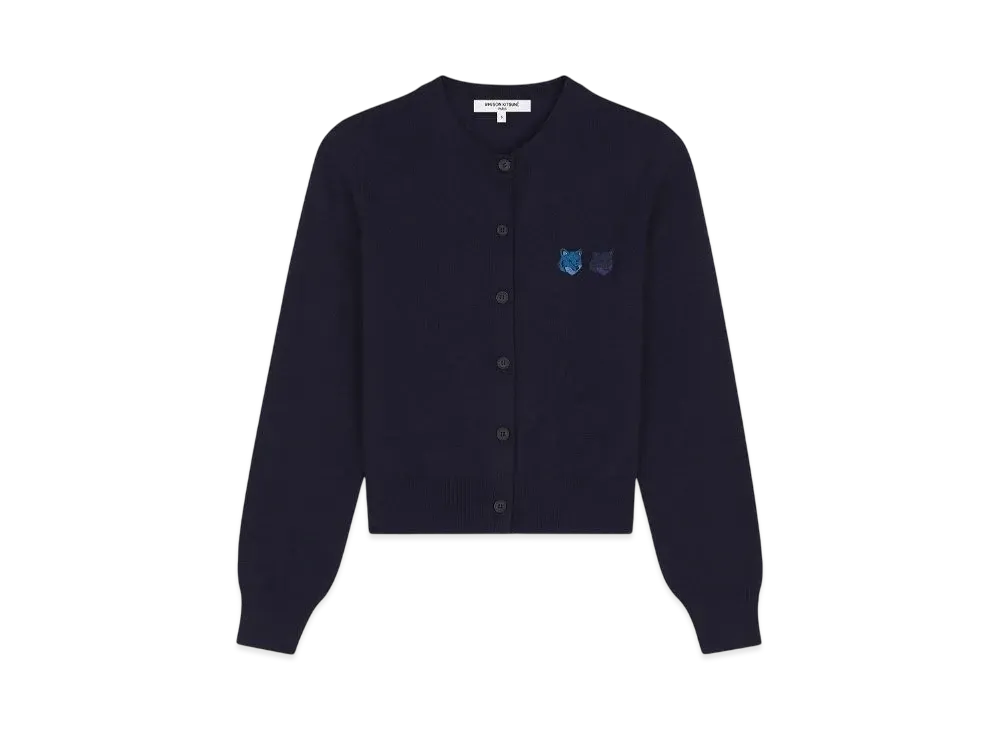 Maison Kitsune Double Bold Fox Head Patch Regular Cardigan "Ink Blue"