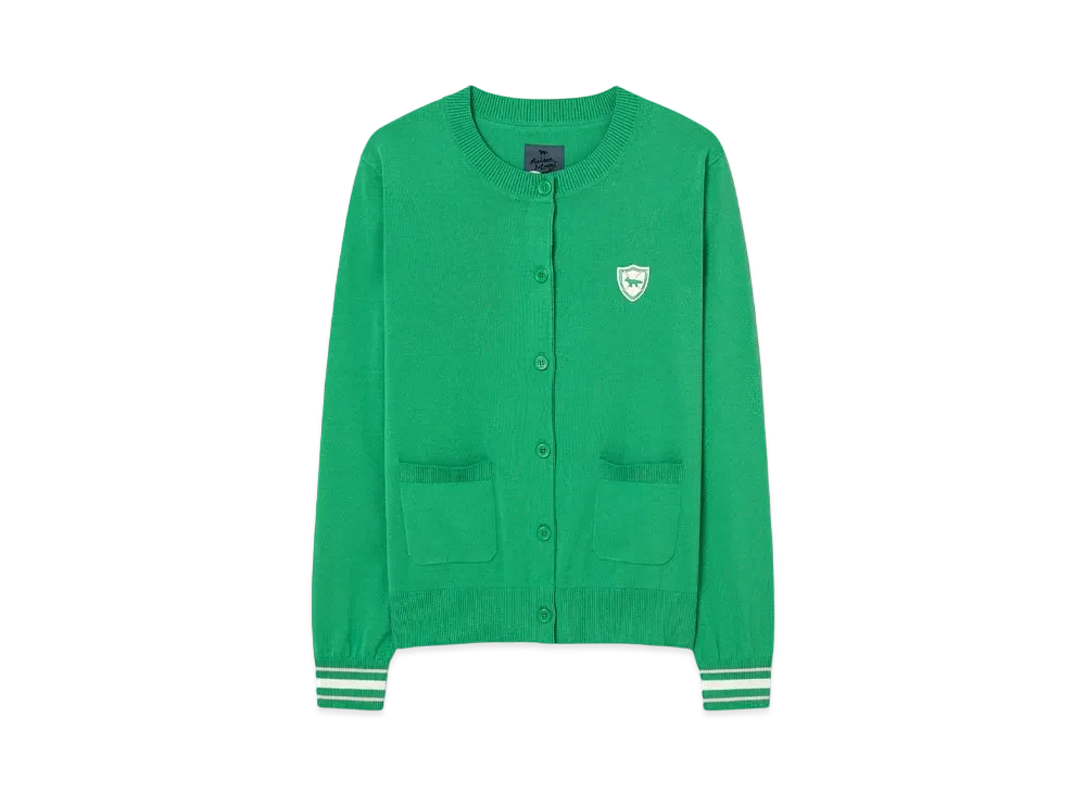 Maison Kitsune Golf Crest Logo Round Neck Cardigan "Grass Green"