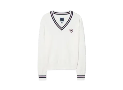 Maison Kitsune Golf Crest Logo V-Neck Prover Sweater "Ecru"