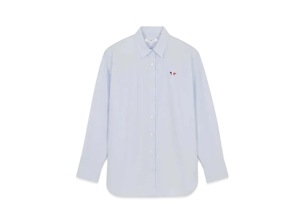 Maison Kitsune Women'S Tricolor Fox Patch Classic Shirt "Light Blue"