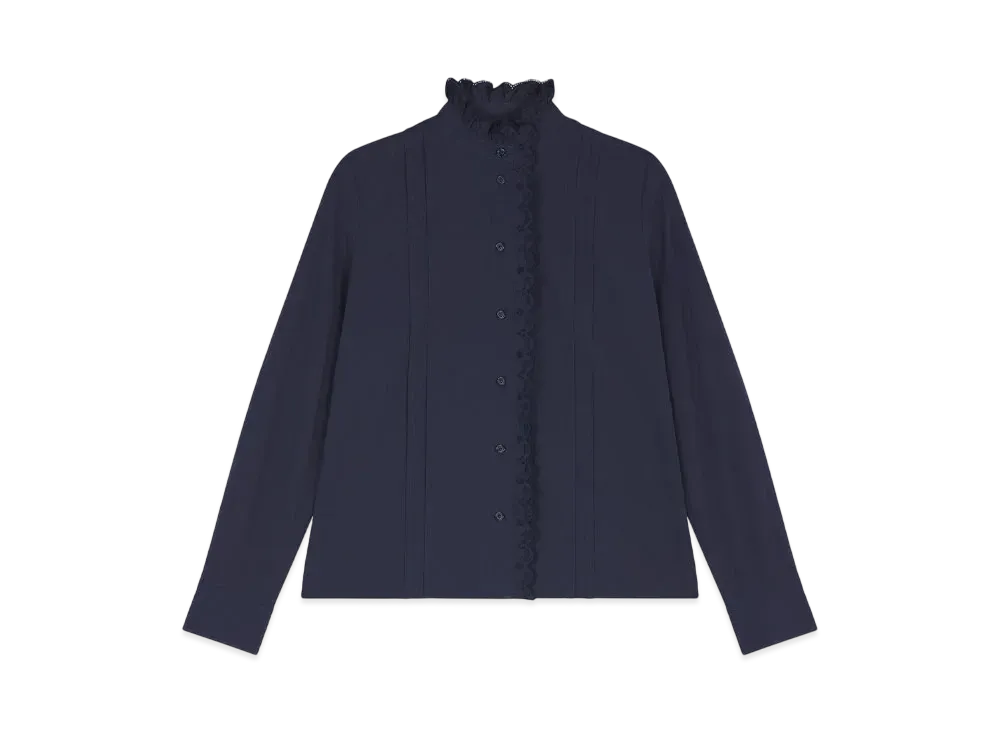 Maison Kitsune Embroidered Shirt "Navy"