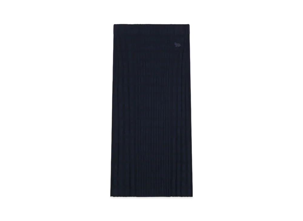 Maison Kitsune Check Ribbed Midi Skirt "Eclipse Blue/Black"