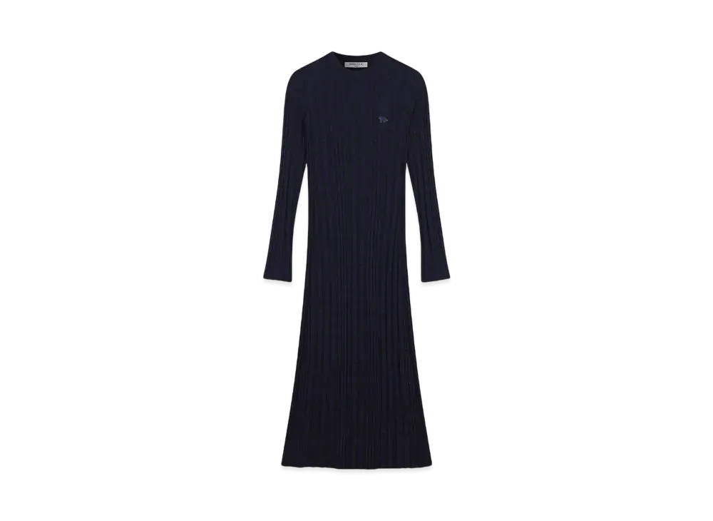 Maison Kitsune Check Rib Long Dress "Eclipse Blue/Black"