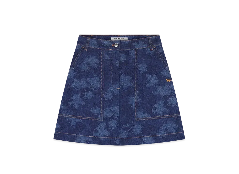 Maison Kitsune Mini Skirt "Falling Leaves Laser Print"