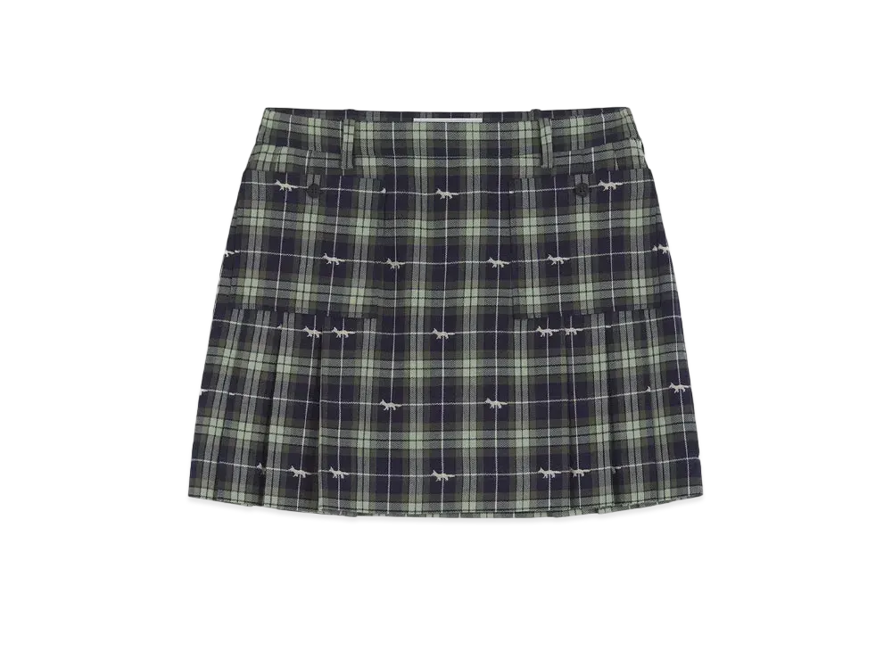 Maison Kitsune Pocket Pleated Mini Skirt "Navy/Ash Tree"