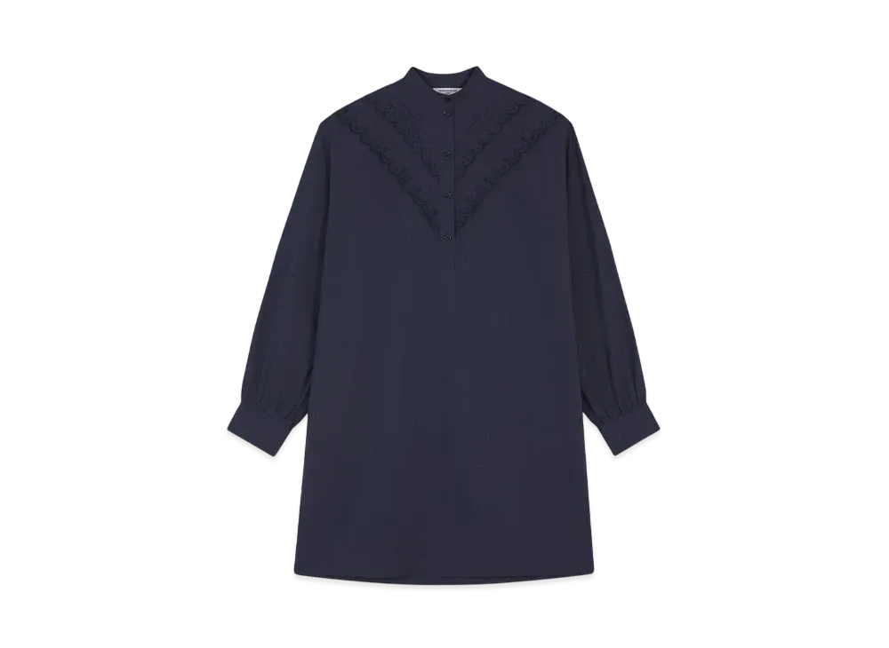 Maison Kitsune Craft Embroidered Shirt Dress "Navy"