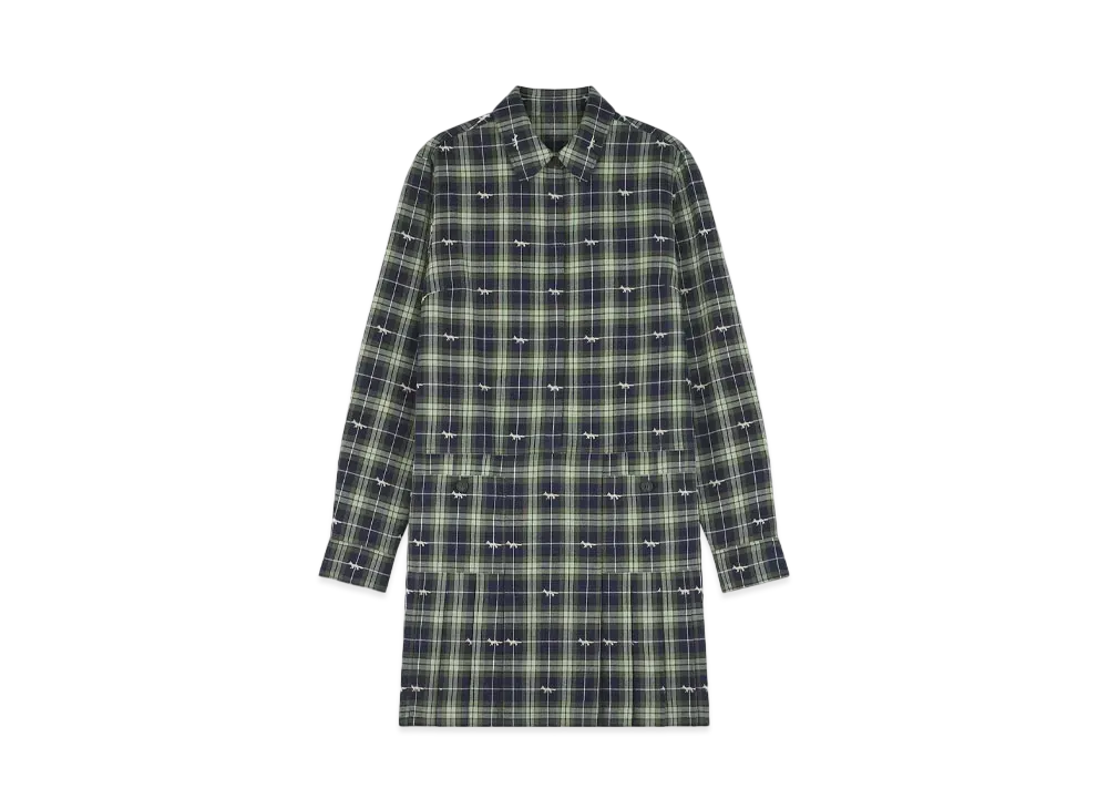 Maison Kitsune Pleated Mini Shirt Dress "Navy/Ash Tree"