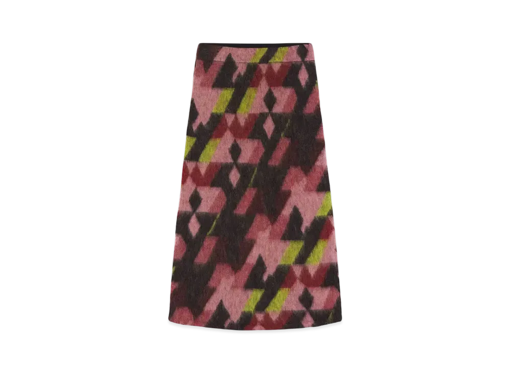 Maison Kitsune Graphic Mohair Jacquard Long Skirt "Pecan/Pasture Rose"
