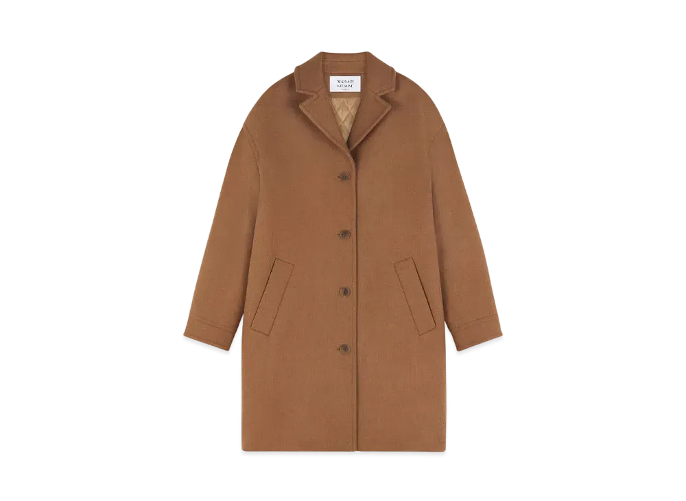 Maison Kitsune Wool Coat "Beige Melange"