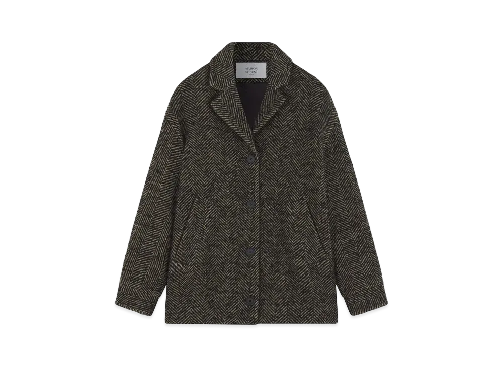 Maison Kitsune Short Coat "Pebble/Black"