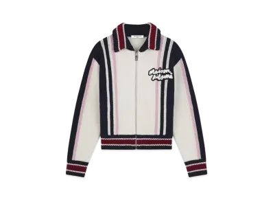 Maison Kitsune Knit College Blouson "Ecru/Ink Blue/Winterberry"