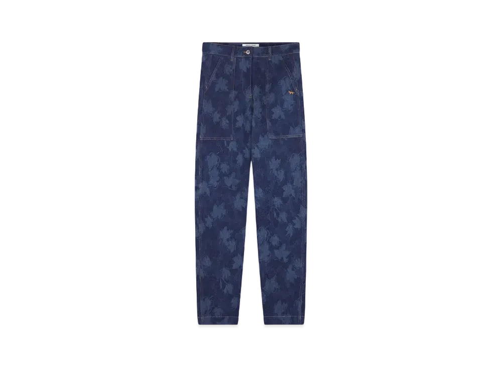 Maison Kitsune Workwear Pants "Falling Leaves Laser Print"