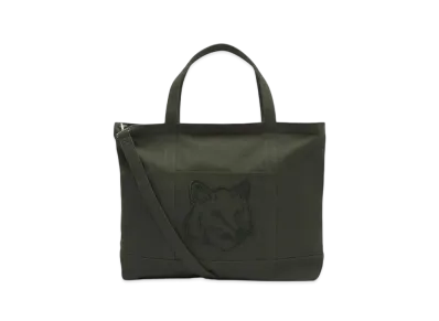 Maison Kitsune Fox Head Xl Tote "Ranger Green"