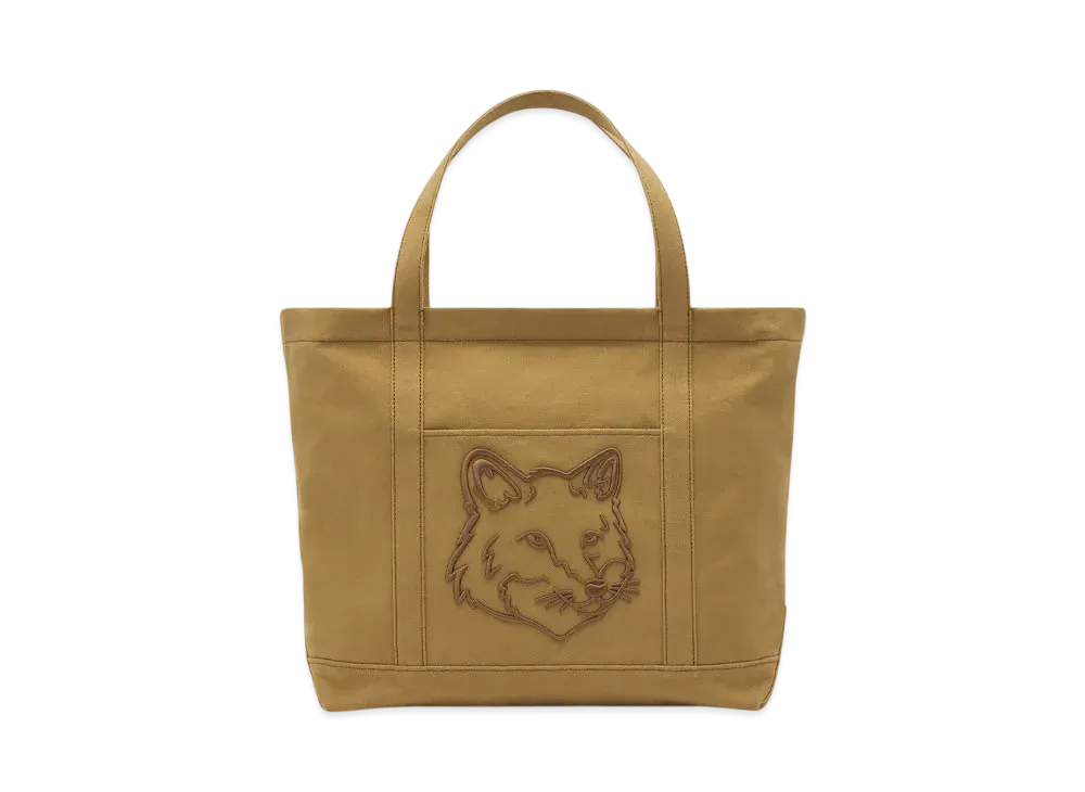 Maison Kitsune Fox Head Large Tote "Chesnut"