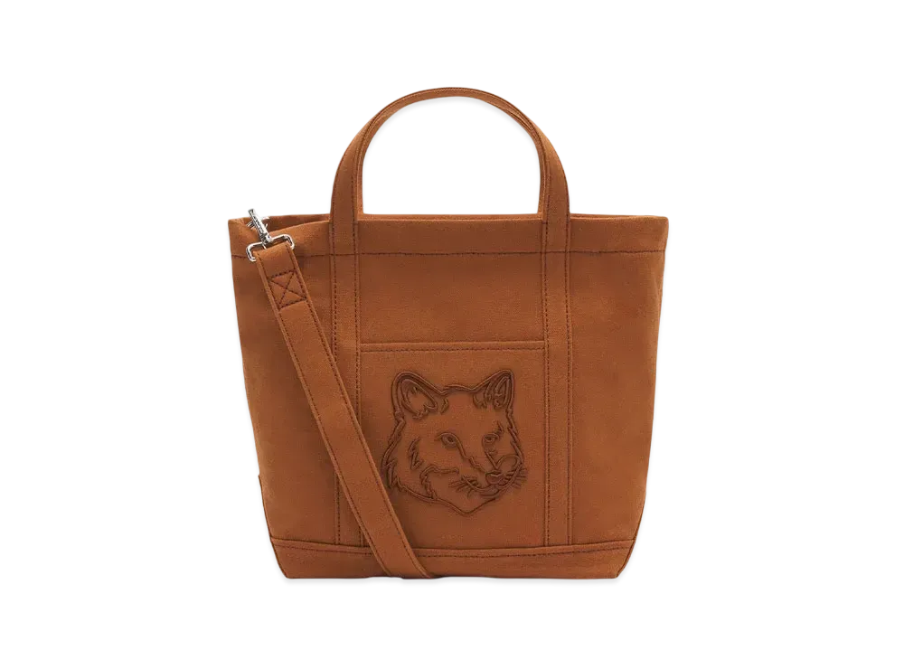 Maison Kitsune Fox Head Small Tote "Fawn Brown"