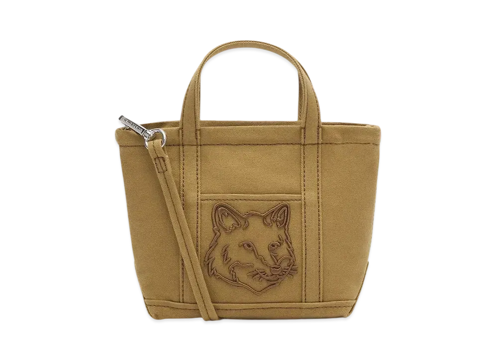 Maison Kitsune Fox Head Mini Tote "Chesnut"