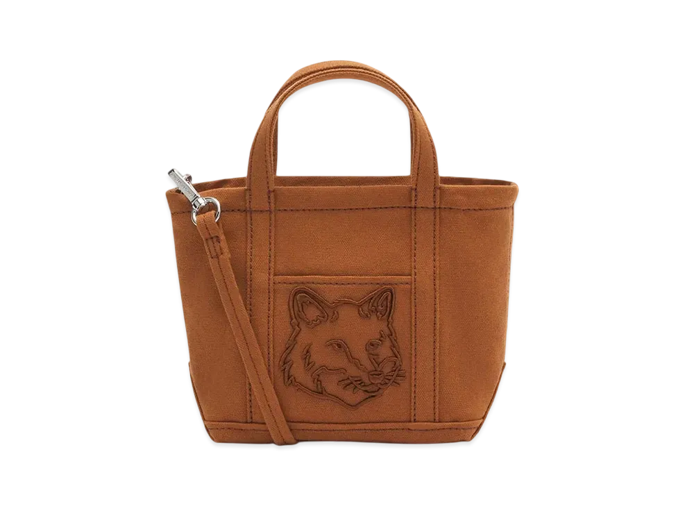 Maison Kitsune Fox Head Mini Tote "Fawn Brown"