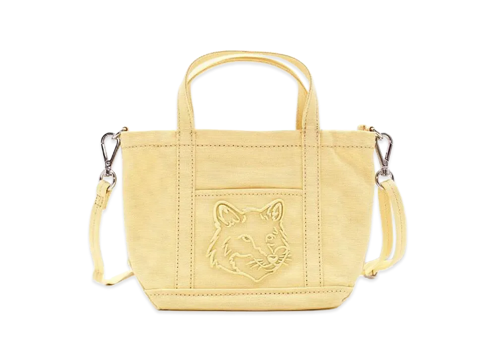 Maison Kitsune Fox Head Mini Tote Bag "Straw"