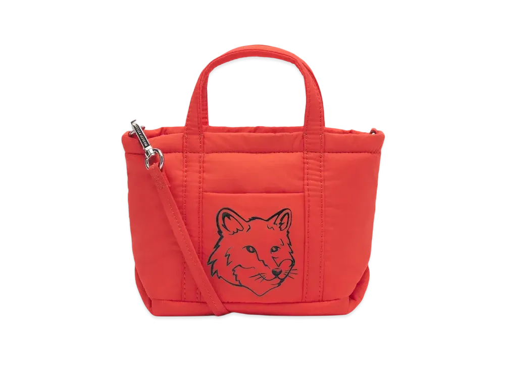 Maison Kitsune Foxhead Puffer Mini Tote "Wild Strawberry"