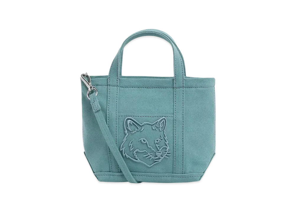 Maison Kitsune Fox Head Large Tote "Evergreen"