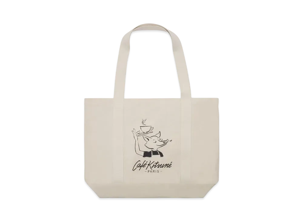 Maison Kitsune Cafe Kitsune Fox Tote Bag "Tapioca"