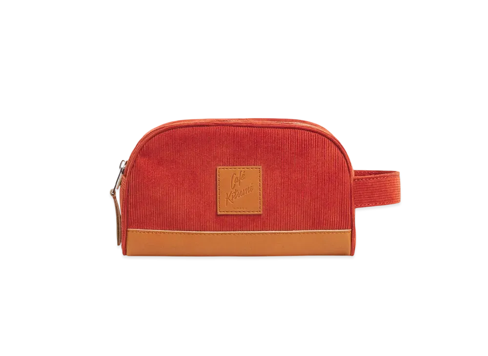 Maison Kitsune Cafe Kitsune Corduroy Pencil Case "Adzuki"