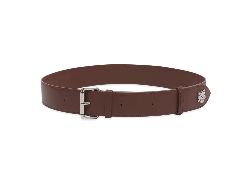 Maison Kitsune Fox Head Belt "Dark Brown"