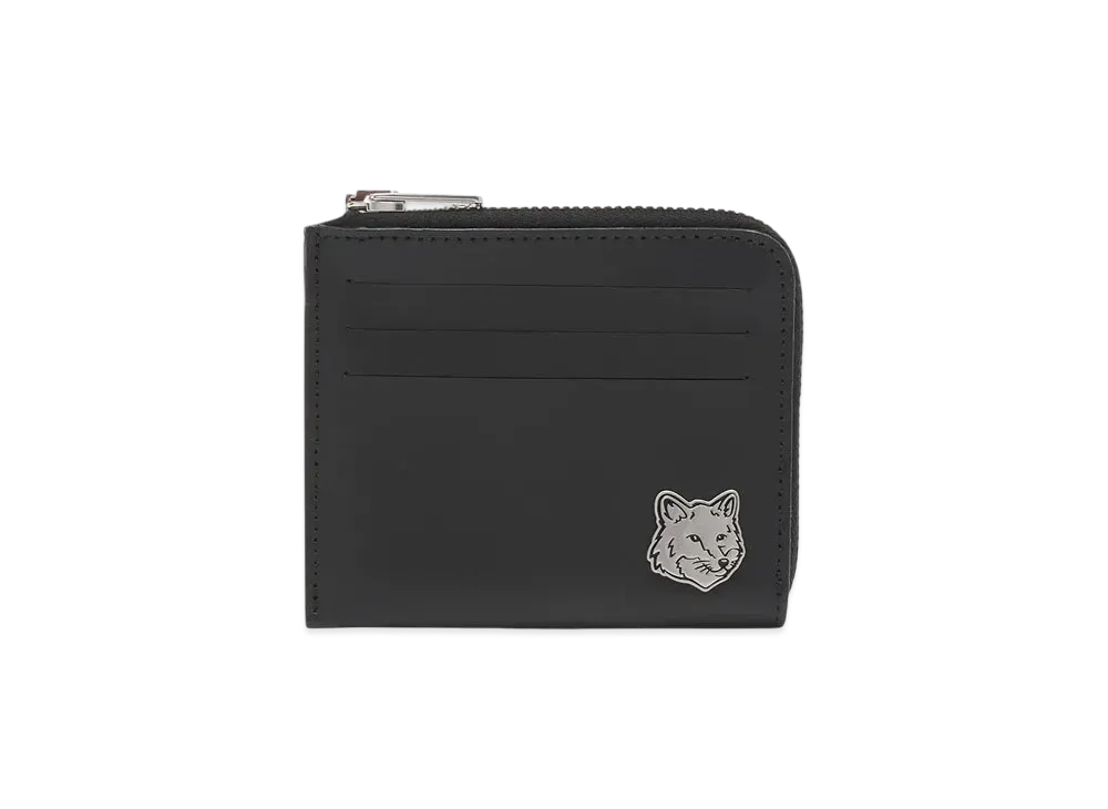 Maison Kitsune Fox Head Zip Card Holder "Black"