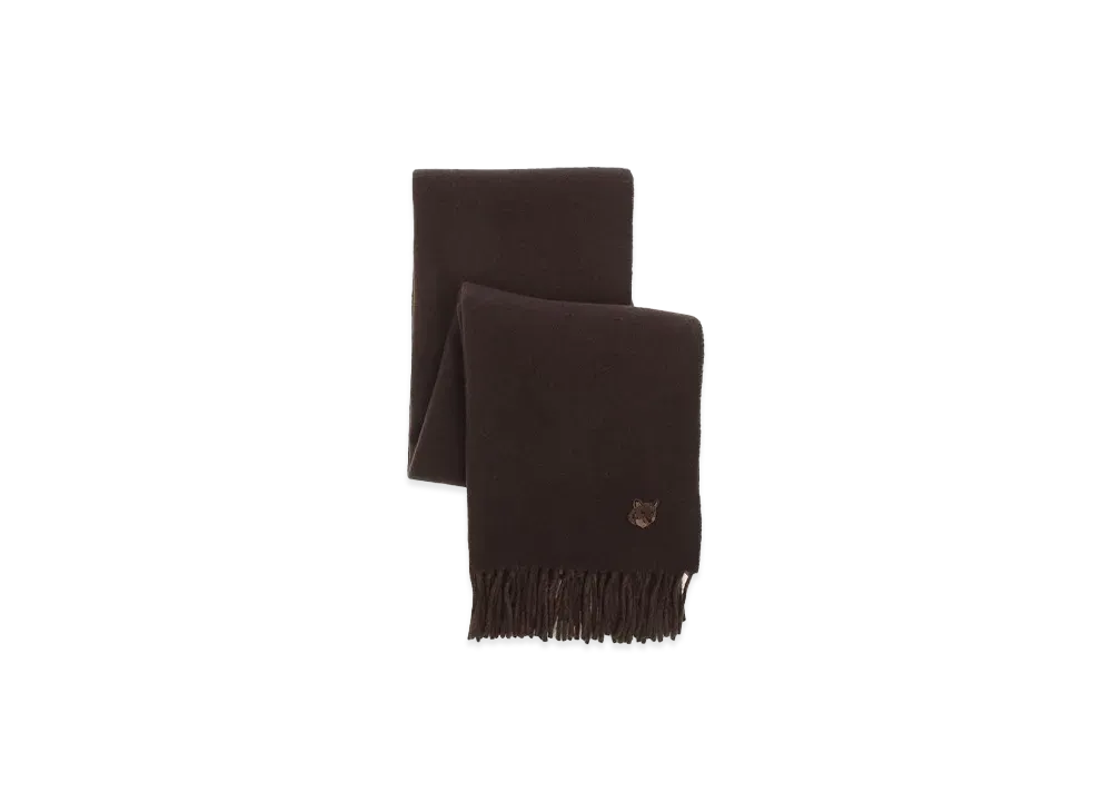 Maison Kitsune Bold Fox Head Double Face Scarf "Firewood"