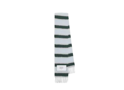 Maison Kitsune Baby Alpaca Stripe Scarf "Bottle Green/Grey Blue/Charcoal"