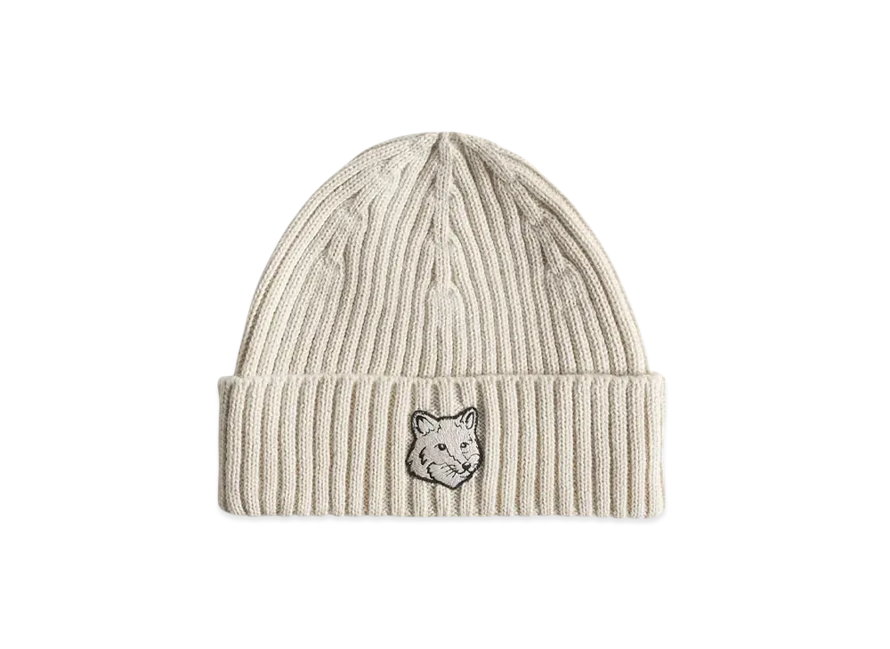 Maison Kitsune Bold Fox Head Beanie "Paper"