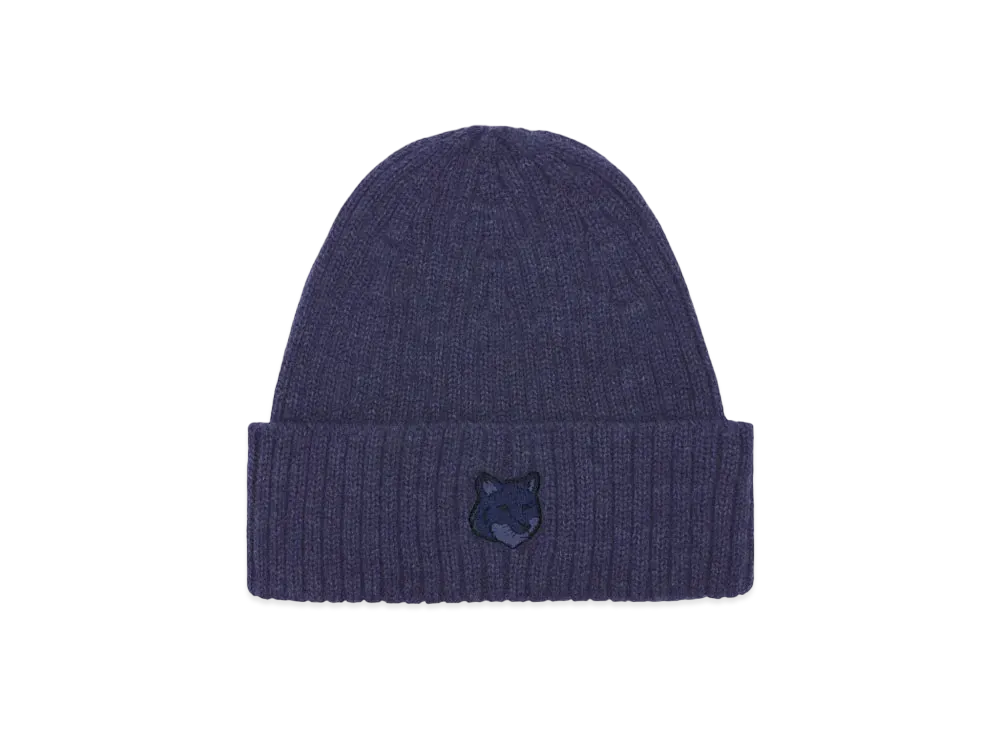 Maison Kitsune Bold Fox Head Beanie "Navy Blue"