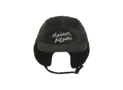Maison Kitsune Handwriting Earflap Cap "Ranger Green"