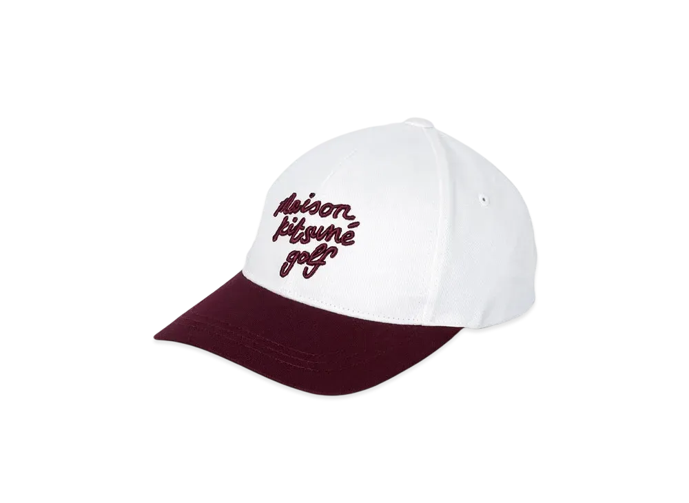 Maison Kitsune Script Logo Ball Cap "Burgundy"