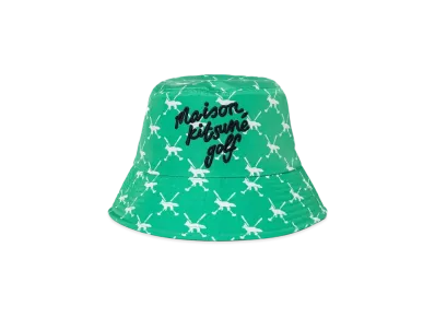 Maison Kitsune Golf Script Logo Bucket Hat "Grass Green"