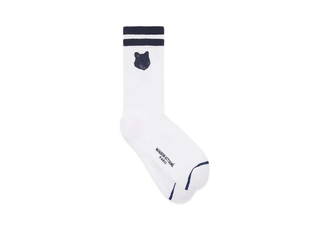 Maison Kitsune Bold Foxhead Sporty Socks "Ink Blue"