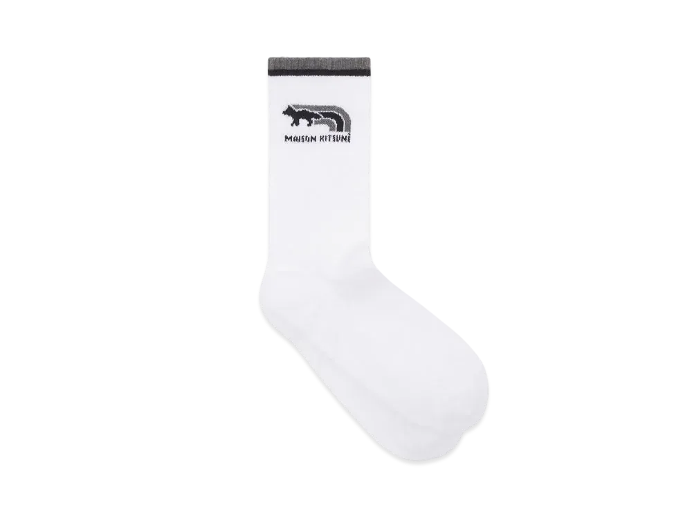 Maison Kitsune Flash Fox Sports Socks "Gunmetal Grey"