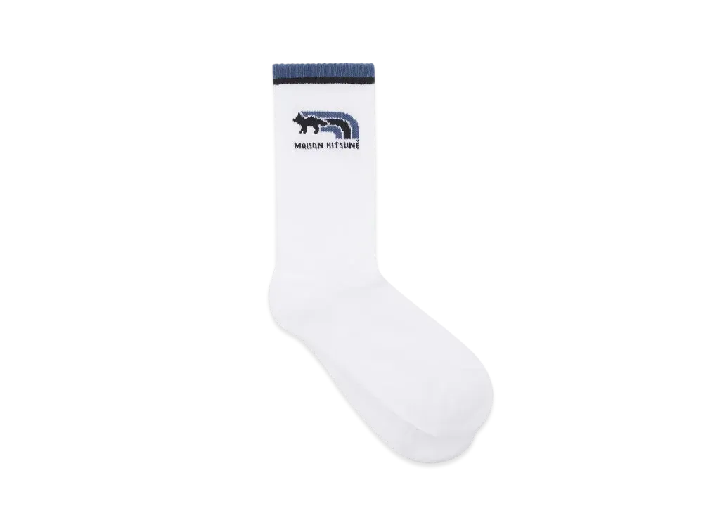 Maison Kitsune Flash Fox Sports Socks "Lake Blue"