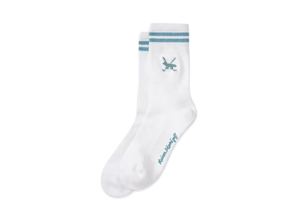 Maison Kitsune Golf Profile Fox Crew Socks "Blue Green"