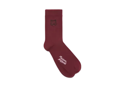 Maison Kitsune Bold Foxhead Socks "Redstar"