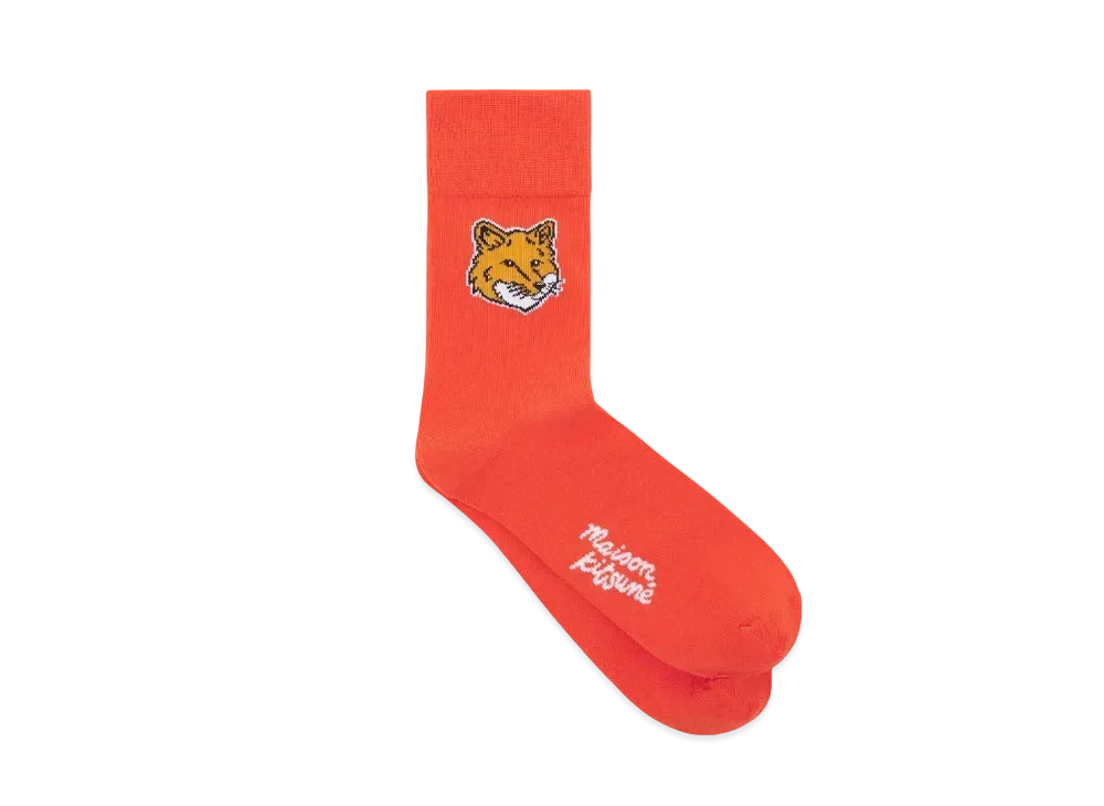 Maison Kitsune Foxhead Socks "Wild Strawberry"