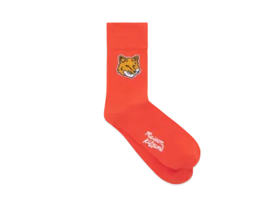 Maison Kitsune Foxhead Socks "Wild Strawberry"