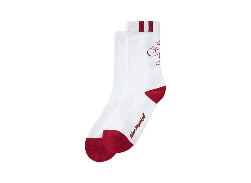 Maison Kitsune Golf Swing Fox Crew Socks "Burgundy"