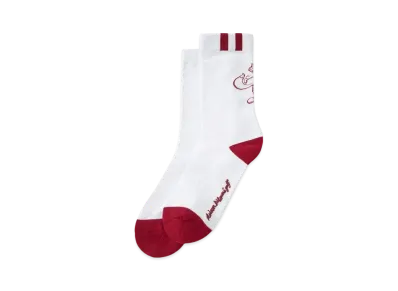 Maison Kitsune Golf Swing Fox Crew Socks "Burgundy"