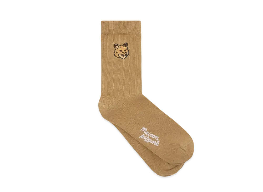 Maison Kitsune Fox Head Socks "Chino Beige"